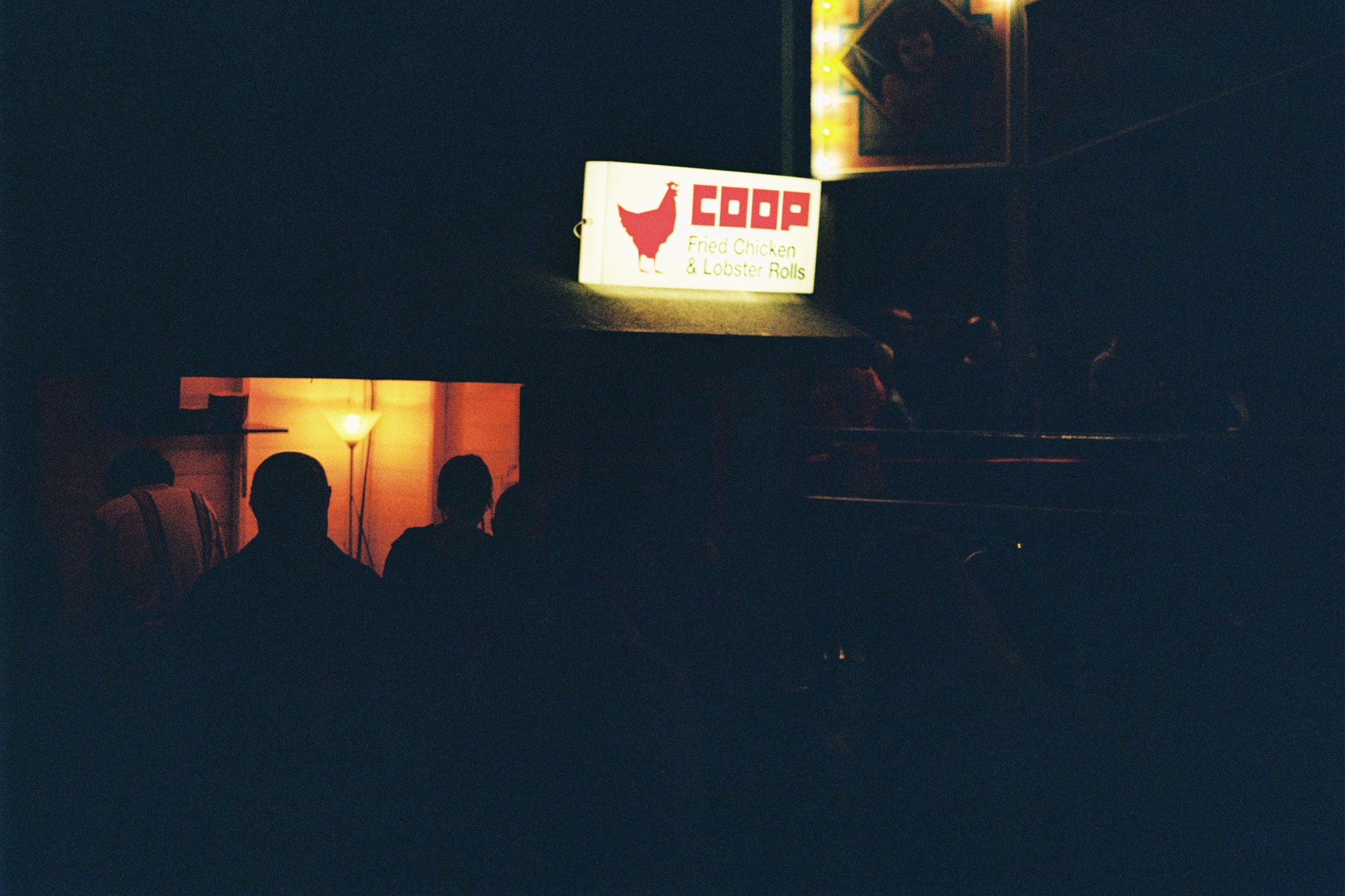 COOP lightbox sign at night, Edinburgh